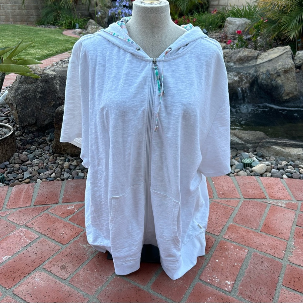 NWT New York Laundry White Oversized Short Sleeve Hoodie size 3X